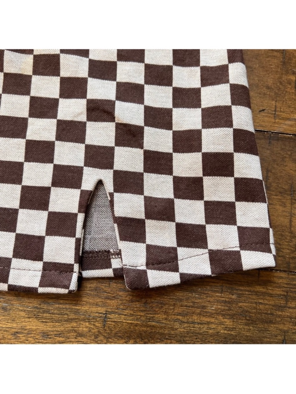 ASOS Pull&Bear brown checkered mini skirt with slit size M - Picture 7 of 10